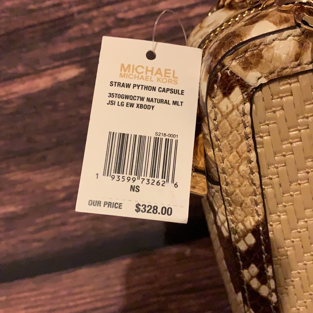 🌺 MICHAEL KORS 🌺 LARGE EW STRAW PYTHON CAPSULE - Picture 3 of 8